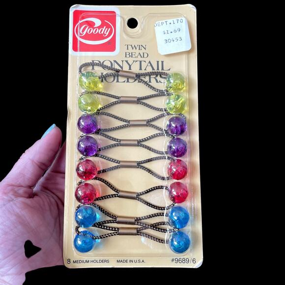 Vintage Goody Twin Bead Ponytail Holders Hair Knocker Balls 1980\'s New Old Stock main image 14